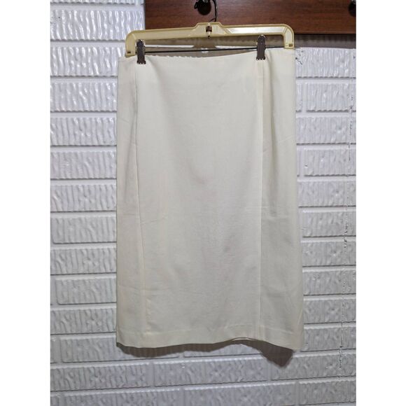 Theory Women's Off-White Zip Back Casual Formal Cotton Blend Pencil Skirt Size 8 - Picture 1 of 6